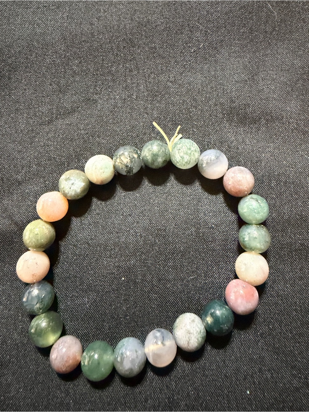 Natural Multi-Color Moss Agate Bead Stretch Bracelet - Unbranded